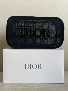 Authentic Dior Black Mesh Logo Case. New.